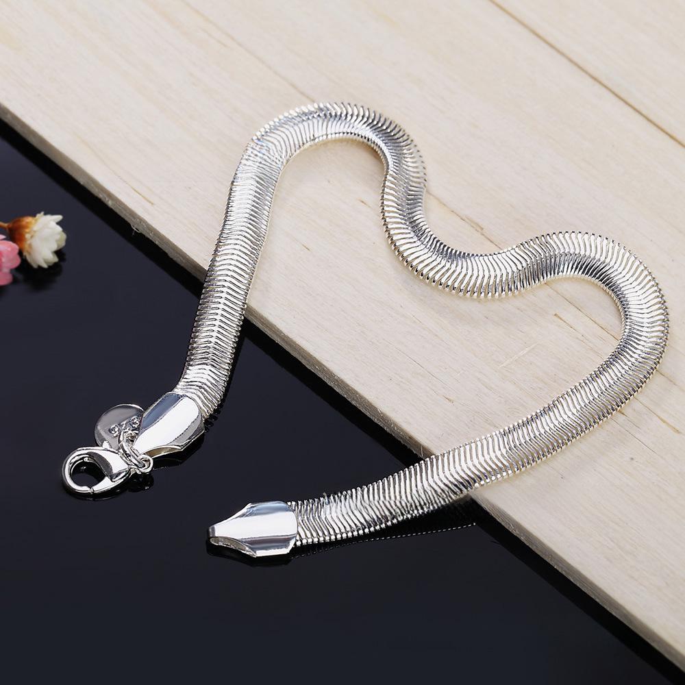 Pulseira Exquisita de Prata Estilo Coreano Osso de Cobra - Design Plano de 6mm