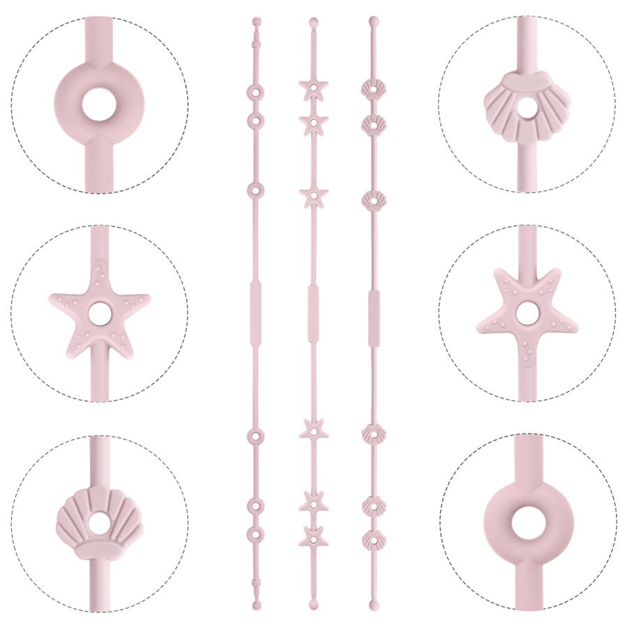 Color Kids 3PC Silicone Pacifier Clips Solid Color Pacifier Chain Cartoon Baby Toys Adjustable Baby Essentials Soft Baby Gift