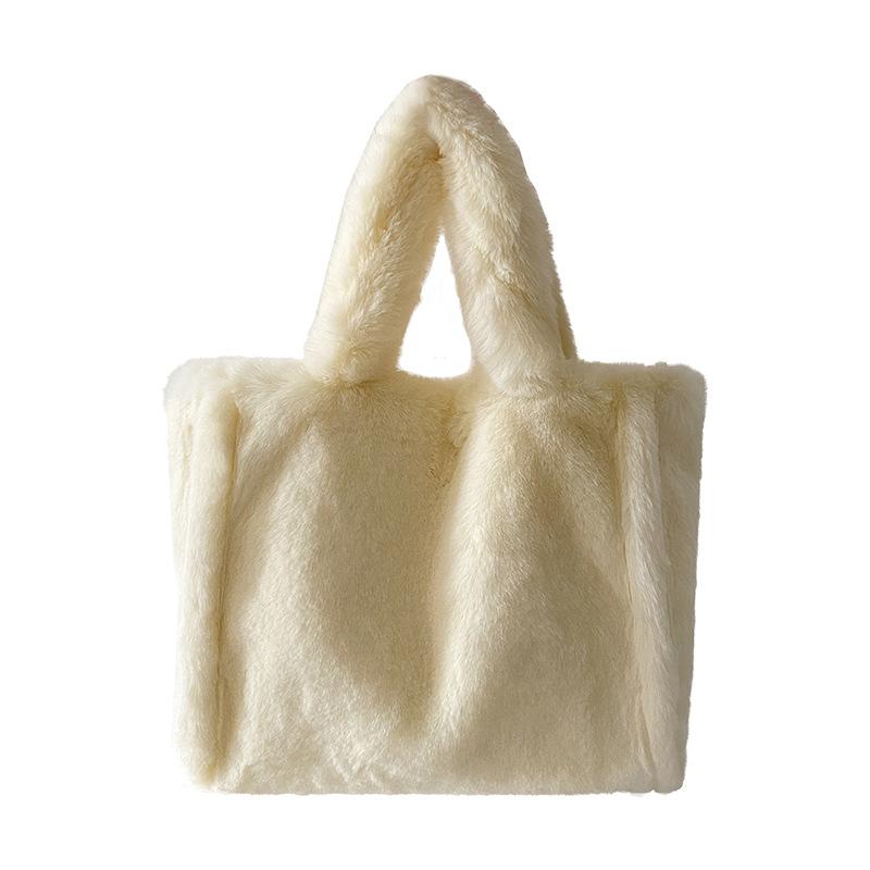 Winter Plush Bag Women's Plush Bag Hand-held Tote Bag Large Capacity Shopping Bag 2025 New Fashion Shoulder Bag