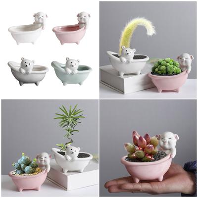 Pot de Fleurs en Céramique pour Plantes Succulentes Pot de Fleurs Cochon/Ours Ornement pour Plantes Succulentes Cactus Contenant pour Maison Balcon