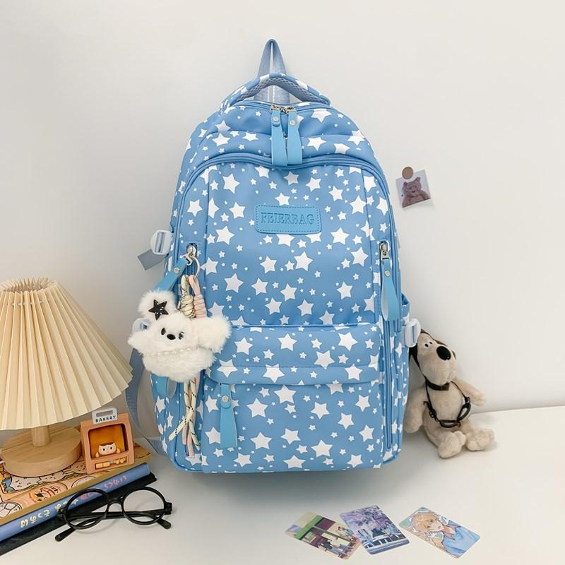 Schoolbag Japanese Ins Style Student Schoolbag High Value Fresh and Sweet Star Printed Backpack Large Capacity Lightweight Backpack