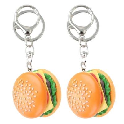Packung mit 2 Hamburger-Schlüsselanhängern Handwerkskunst aus Metallmaterialien Geeignet zur Aufbewahrung in der Tasche und als Überraschungsgeschenke für Liebende
