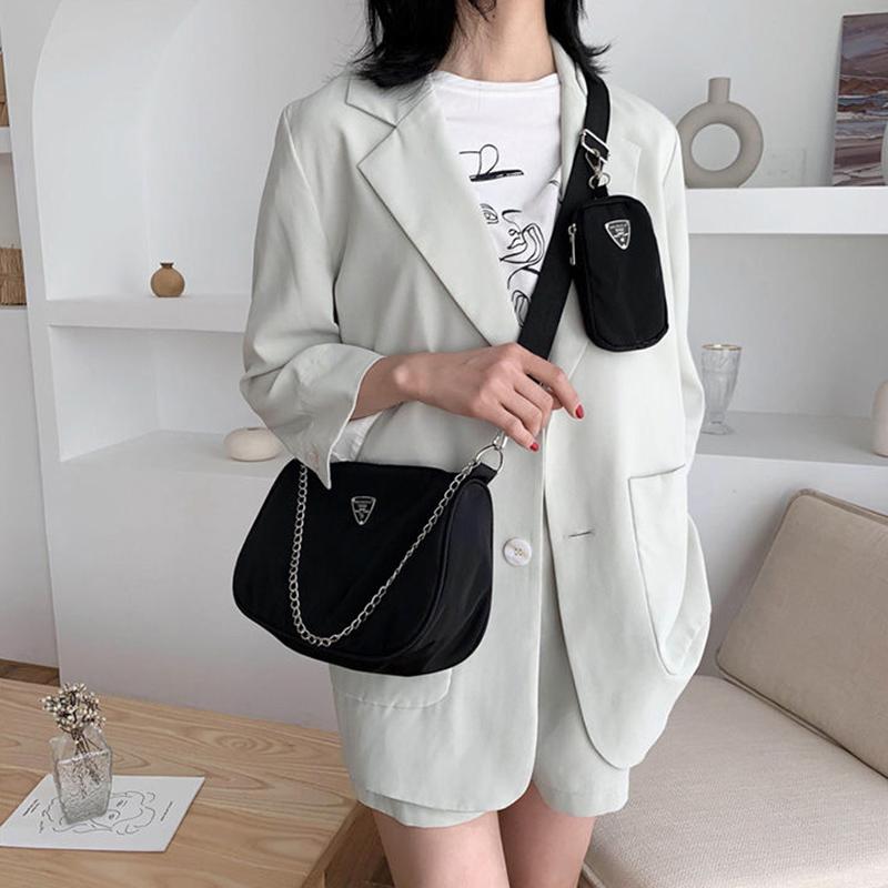 Vintage Nylon Hobo Shoulder Bags for Women Crossbody Bag with Purse Casual Large Capacity Underarm Bag Clutch