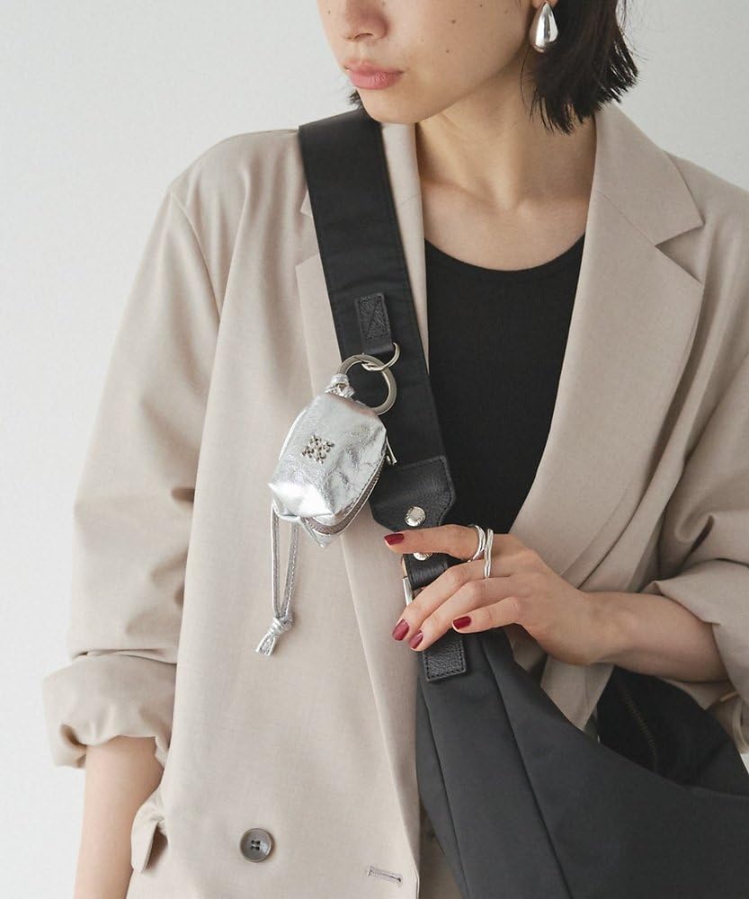 Russet Leather Mini Pouch Charm with Carabiner, RUZ1052189A0002, Free, Silver