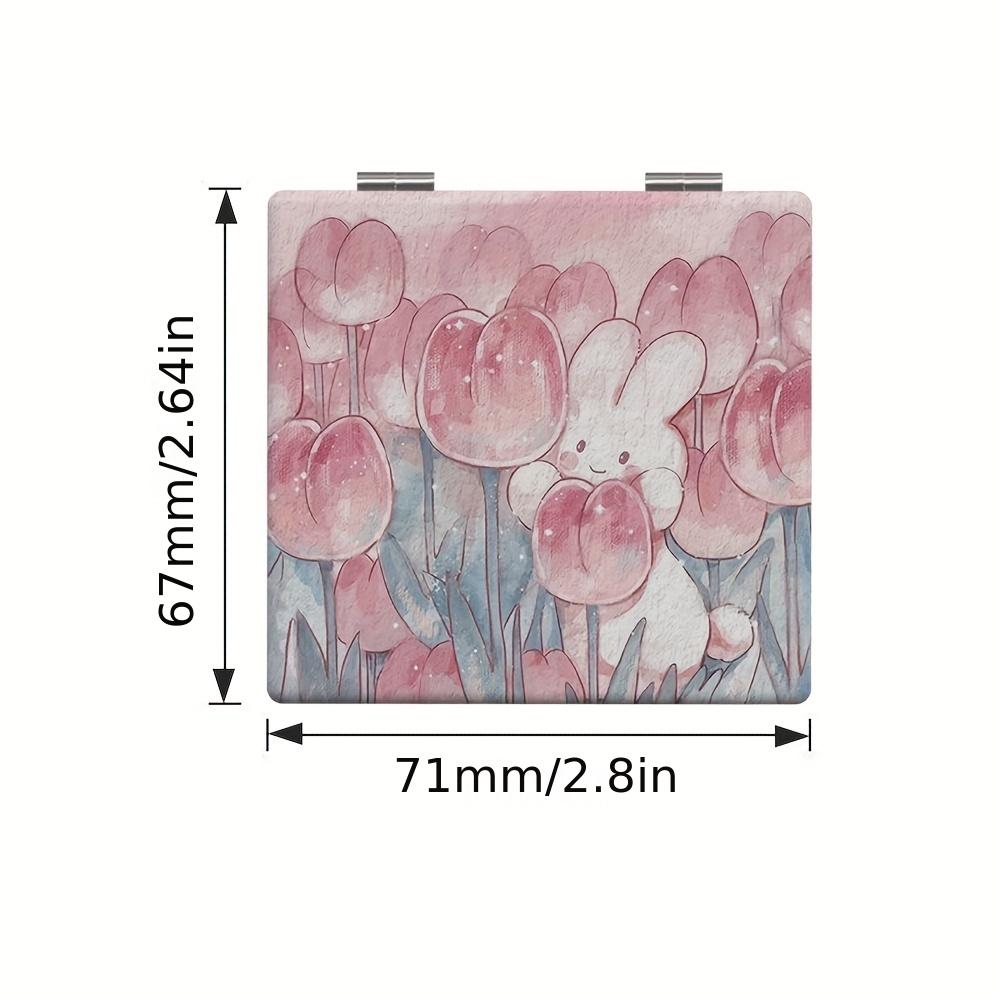 1 Handheld Mirror, Tulip Rabbit Makeup Mirror, Portable Foldable Makeup Mirror, High Definition Cartoon Body Mirror, Small Mirror In Student Dormitory