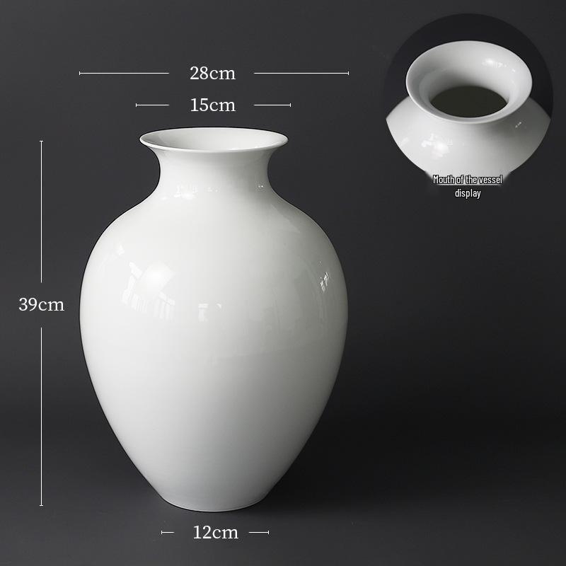 Thin-Walled Translucent White Ceramic Vase, Zen Style, Antique Chinese Plum Blossom Ornament for Living Room Decor.