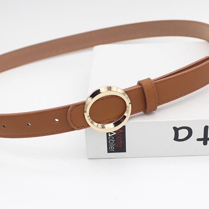 Student Jeans Decorative Pu Belt Women'S Circle Gold Alloy Multi-Colored Belt Women'S