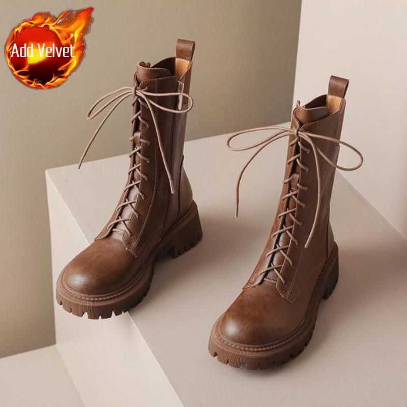 Fashion Autumn Winter Platform Half High Boots for Women Trend 2025 Gothic Pu On Promotion Gyaru Large Size Warm 39 Mid Calf Shoes Woman