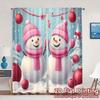 2pcs,Curtains Cute Snowmen Christmas Holiday Scene Chic Light Filtering Curtains Durable 100% Polyester Fabric Curtains All