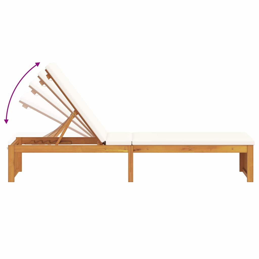 Sun Lounger Oil Natural Finish 200 X 55 X 94 Cm Solid Acacia Wood