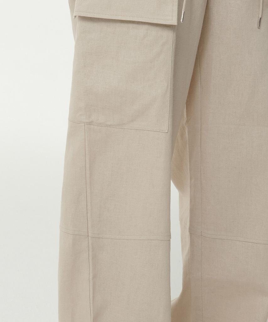 MUSINSA STANDARD WOMAN Women'S Linen Blend Wide Cargo Elastic Pants [Light Beige]