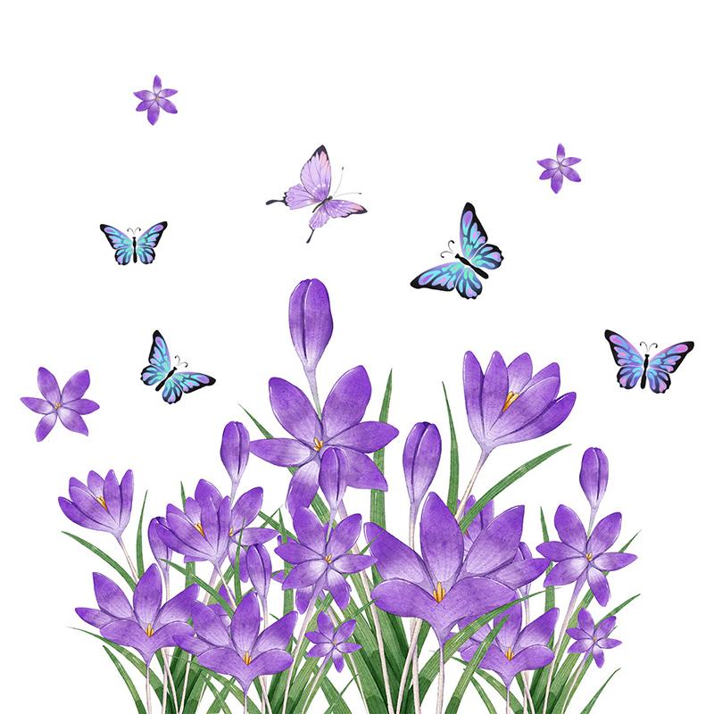 Autocolant de Perete cu Fluture și Floare Violetă Decor Baie Toaletă Sufragerie Mobilier Decorațiuni Casă Decaluri Înfrumusețează Autoadeziv Mur