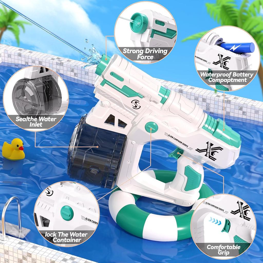 Non-Toxic Continuous Automatic Electric Water Gun Absorption Toy Large Capacity Water Game Outdoor Children'S Toys For Kids Children Gifts