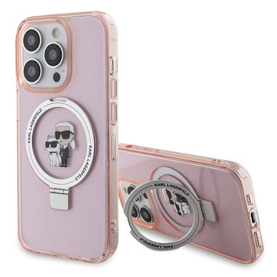 Hülle für iPhone 15 Pro Max Karl Lagerfeld Ringständer MagSafe Rosa