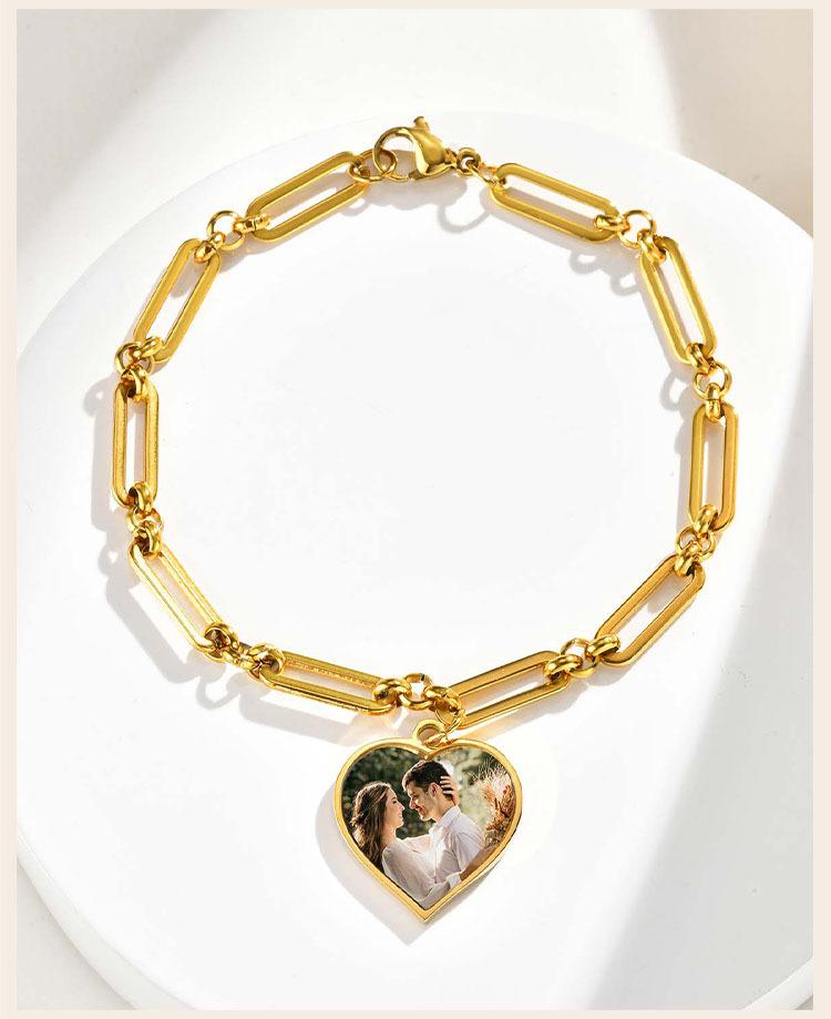 Personalized Picture Photo Bracelets for Women, Custom Locket Charm Chain Bracelet, Inspirational Memorial Christmas Gift