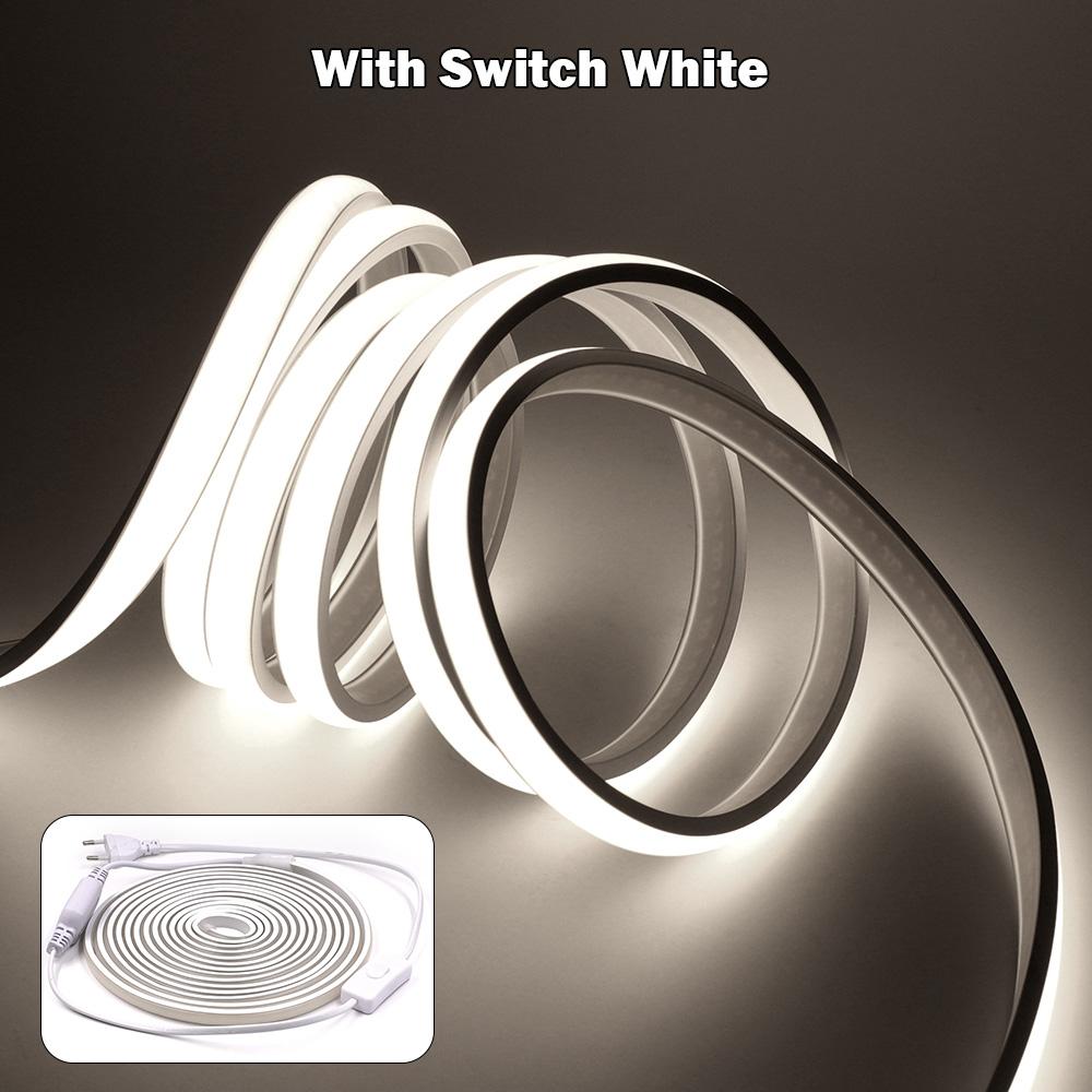 Dim Edilebilir Neon COB LED Şerit 220V Dimmer Anahtar Güç Kiti Süper Parlak 288LED/m Su Geçirmez Neon Doğrusal Aydınlatma 3000K 4000K 6000K