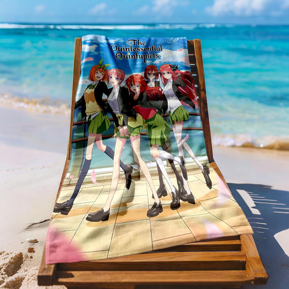 Quintessential Quintuplets2 Beach Towel Super Soft Microfiber Quickdry Fabric Comfortable Lightweight Perfect for Traveling Yoga Camping and Swimming