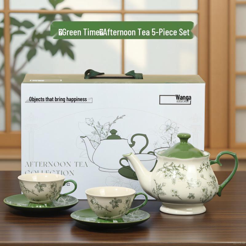 Shunxiang Vintage Teaware Set: Retro Cups & Saucers, Teapot, Perfect for Afternoon Tea & Coffee, In a Gift Box