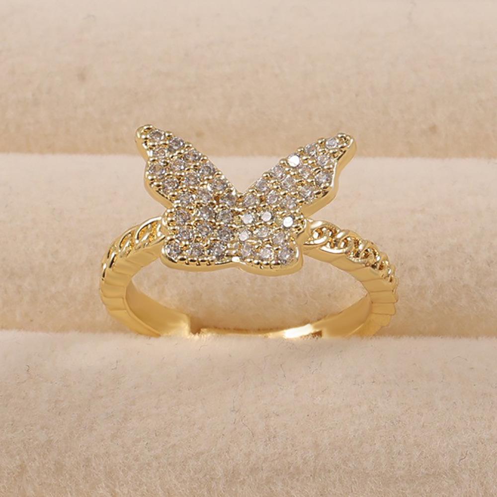 Korean Dongdaemun Butterfly Chain Adjustable Ring for Women