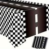 Racing Theme Disposable Tablecloths Black and White Plaid for Parties, Weddings, Birthdays Durable Tablecloth