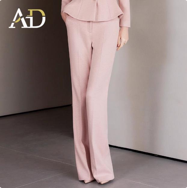 AD Winter Damen High-End Pink Wollmischung Blazer & Hosen Set - Elegantes Professionelles Outfit