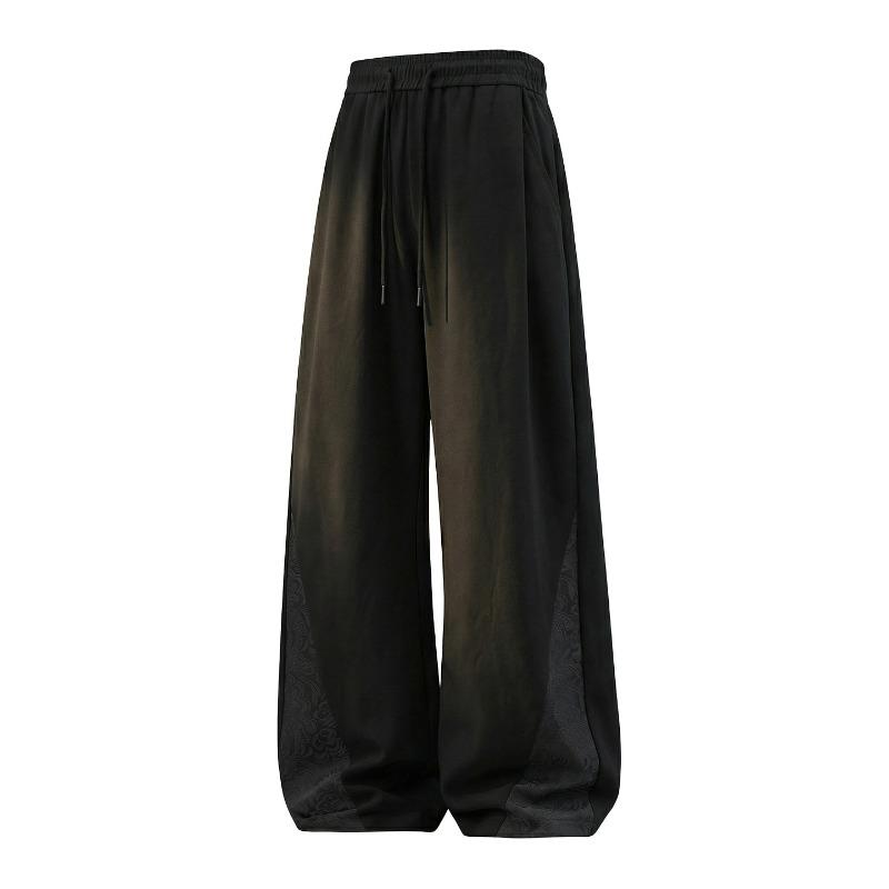 New Chinese Style Jacquard Pleated Breathable Straight Casual Long Pants For Men