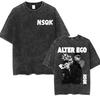 T-shirts vintage délavés pour hommes Rapper NSQK AOOU THNK ABOUT ME 2025 Mode Hip Hop Col Rond Manches Courtes T-shirt Unisexe Streetwear