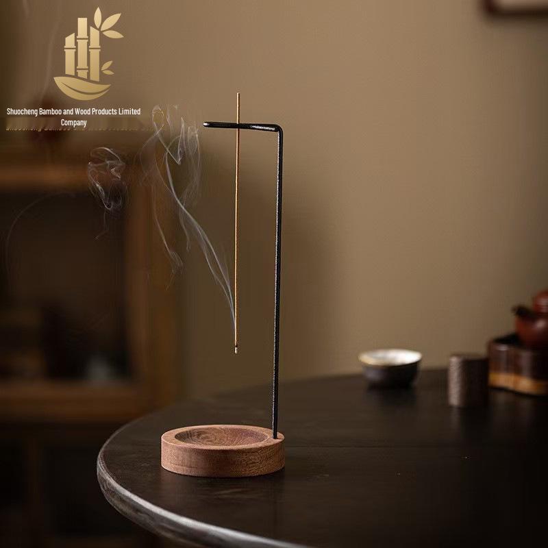 Sapeli Inverted Incense Holder: Solid Wood Aromatherapy Accessory for Home and Zen Tea Ceremonies