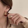 Vintage Green Resin U-shaped Hoop Earrings for Women Personality Geometric Party Jewelry Gift