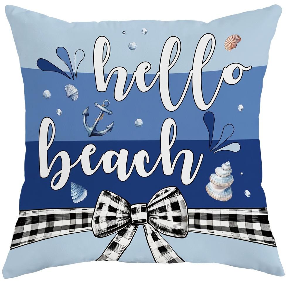 Beach - Inspired Nautical Pillow Cover: Seashells, Anchors and Coastal Quotes, Sofa Cushion Cover, Bedroom Room Decor