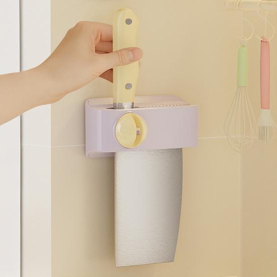 Yousheng Knife Holder with Built-in Sharpener 2-in-1 Wall-Mounted Adhesive Knife Rack Kitchen Cook Knife Holder for Storage And Sharpening