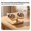 Wooden Pet Feeding Stand with Stainless Steel Bowls Compact for Cats, Young Dogs