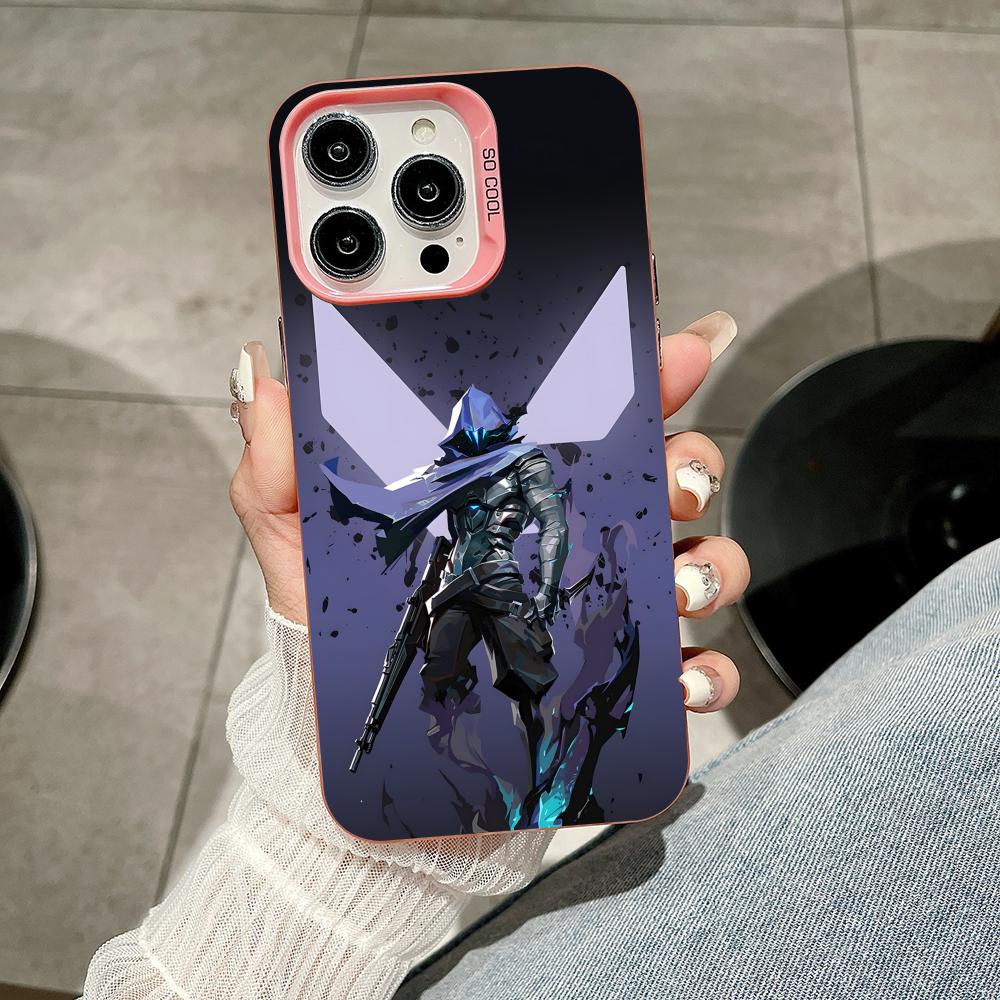 

Valo Omen Phone Case for iPhone 17 16 15 14 13 12 11 X XR XS Air Pro Max Plus Pink Colorful Silver Cover iPhone Air