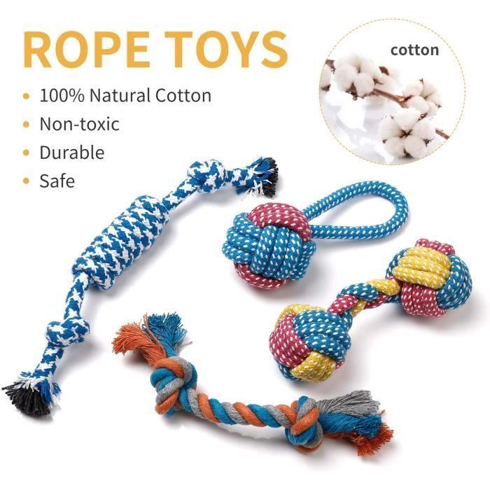 Toozey Jouet pour Chien - 7 Jouets Durables pour Chiots et Petits Chiens - Peluche Non Toxique en Coton Naturel