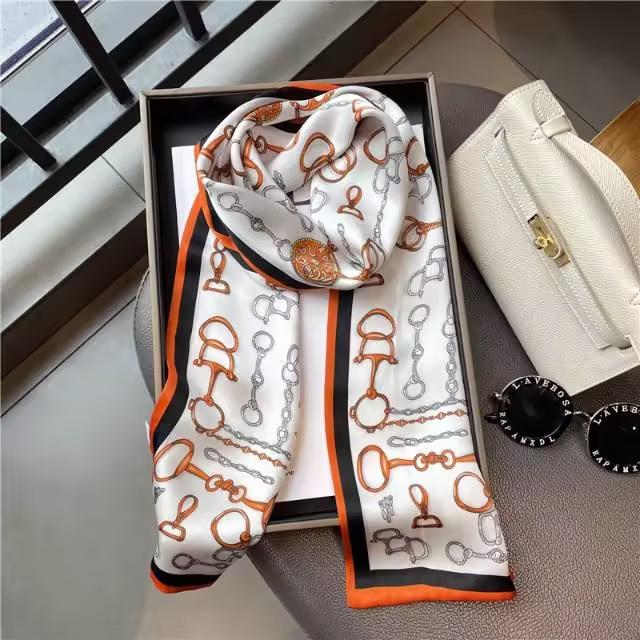 1 Pcs 150x14cm Korean Style Silk Scarf Spring Autumn Small Narrow Long Hair Tie Square Scarf Suit Shirt