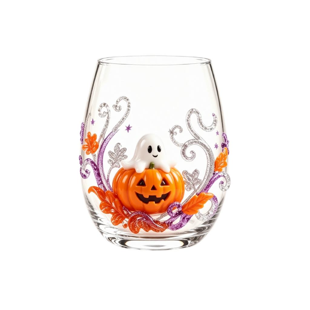 Halloween Printed Glass Tumblers with and Pumpkin Design, 15 oz