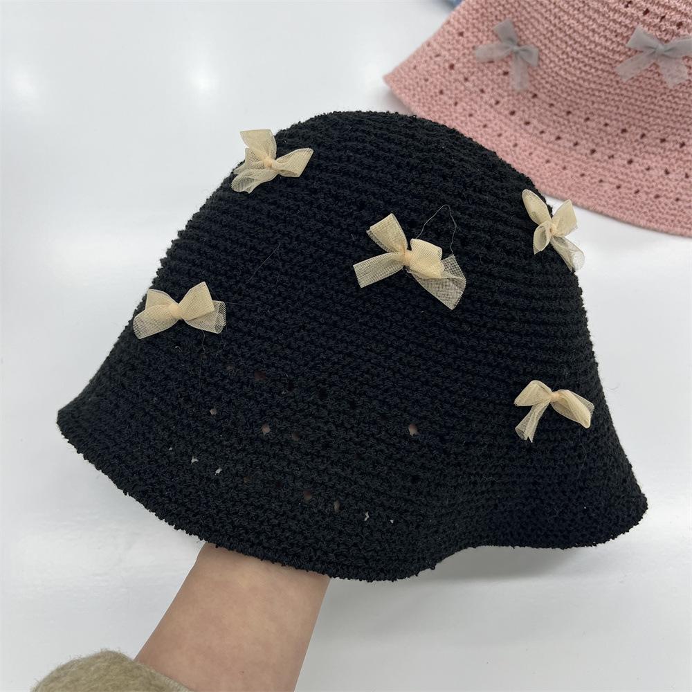 Kleiner Schleife Bucket Hat Damen Sommer süß vielseitig schlichter Hut hoher Sinn Feen-Aura Bucket Hat Beckenhut