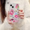 Cartoon Strawberry Bear iPhone15promax Mobile Phone Case Apple 14 Transparent 13/12 Fine Hole Anti-drop 11