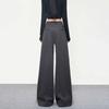 Dark Gray Wide Leg Pants Women Korean Simple Office Lady Loose Button Trouser High Waist Casual Female Vintage Spring Pants