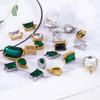 5pcs PVD Plated Stainless Steel Crystal Glass Charms Pendants Waterdrop Rectangle Charms for Necklaces Beads DIY Jewelry Making