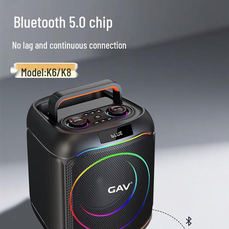 GAV K6 Portable KTV Bluetooth Speaker with Dual Mics CN plug (adapter included)