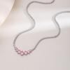 Versatile Pink Cubic Zirconia Pendant Necklace - Minimalist Round Design, Sweet Women's Clavicle Chain Choker