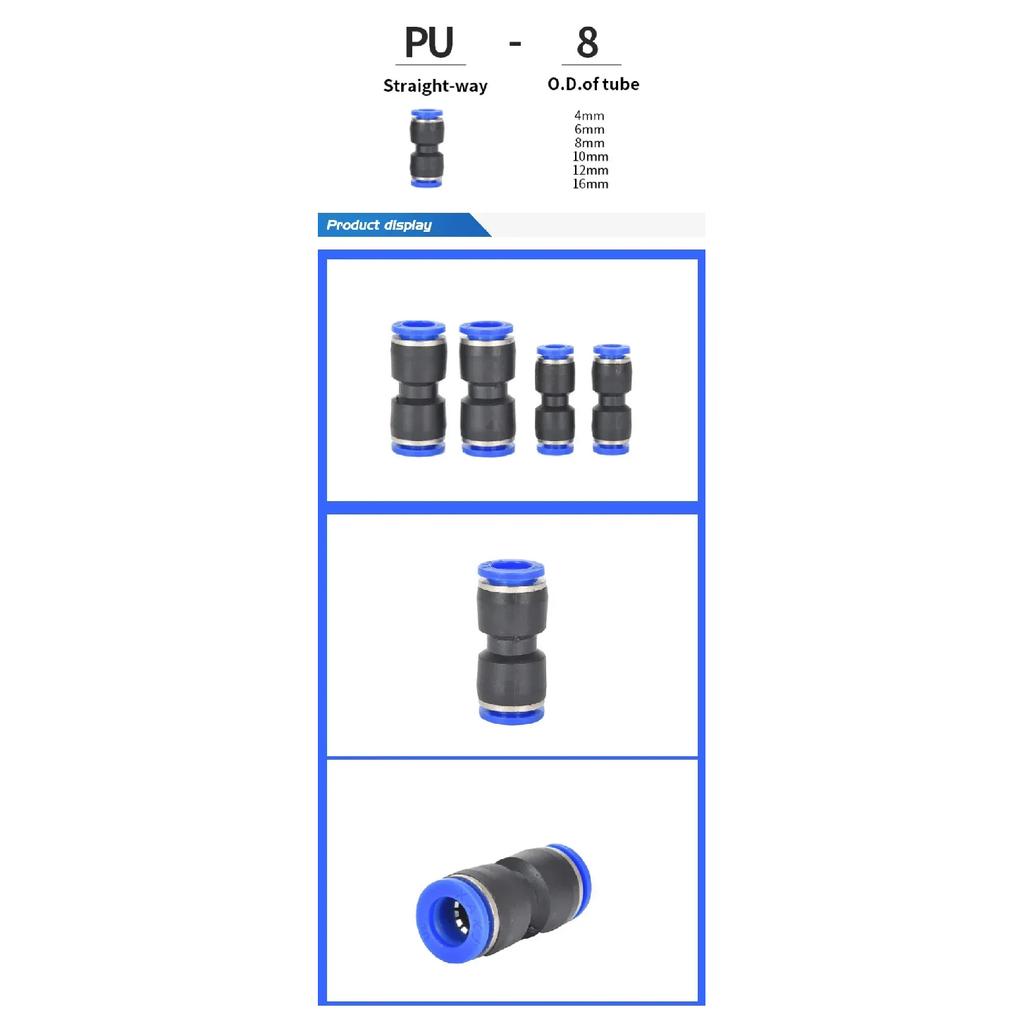58Pcs/Box PU/PG/PE/PY/PV PP Plug Pneumatic Connectors Kit 8mm Outer Diameter of the Hose Pipe Tube Air Compressor Parts