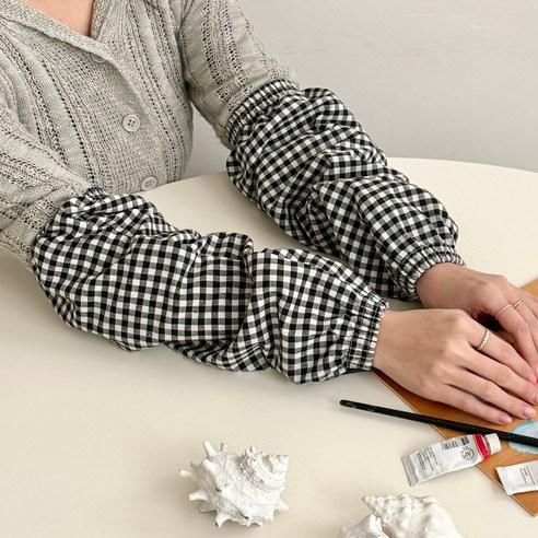 Cotton Checkered Work Sleeves 2set