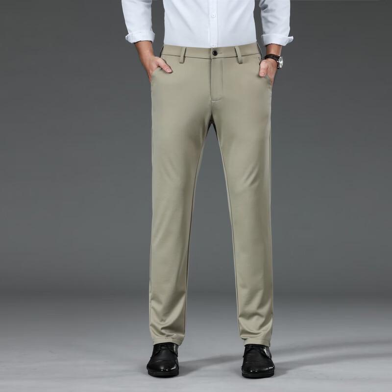 Langsha Men's Anti-Wrinkle Straight Fit Dress Pants