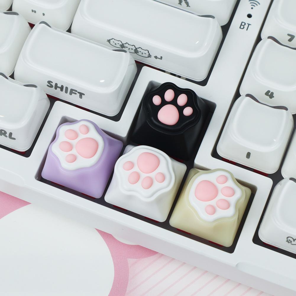 1/4Pcs Lovely Cat Claw Keycaps Cross Axis Key Cap Pink White Cartoon DIY Decoration For Mechanical Keyboard Arrow Keys