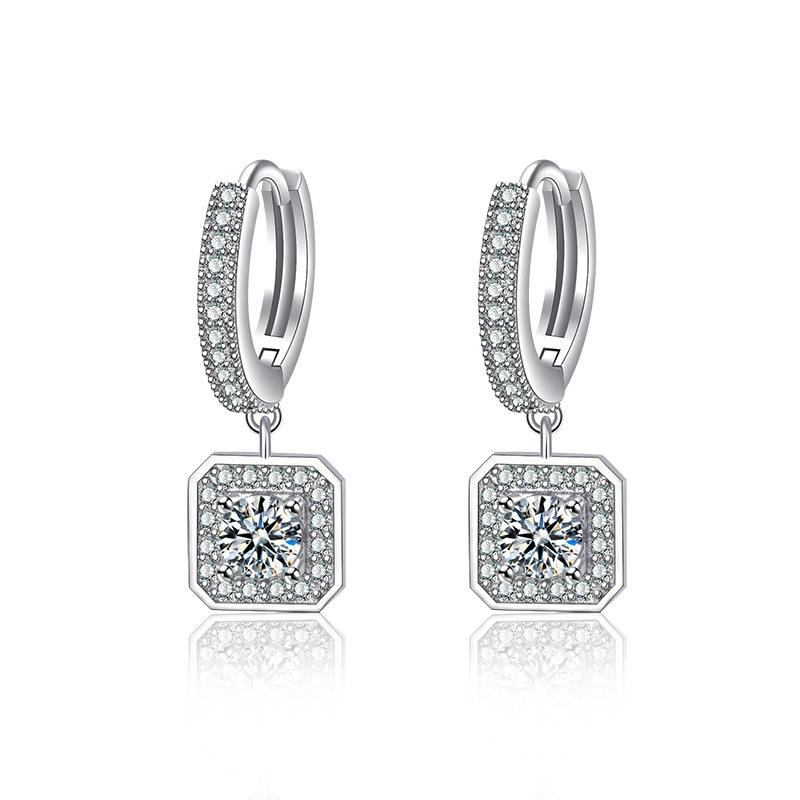925 Sterling Silver Zircon Buckle Earrings For Women Fashion Exquisite Student Girlfriend Jewelry Accessories Party Gift