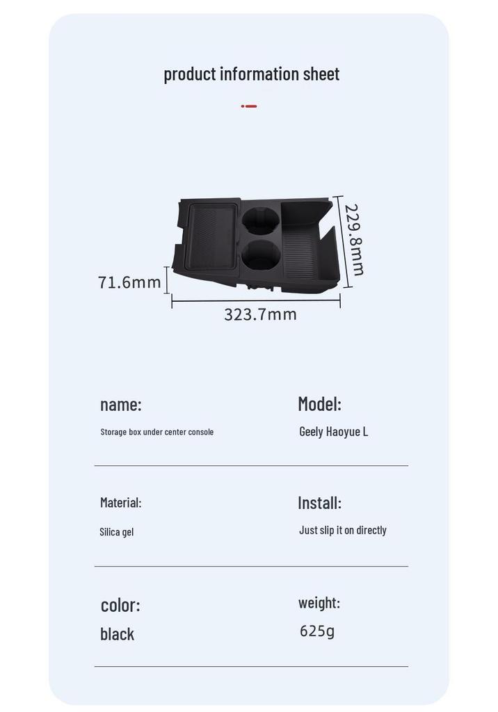 Fits 25 Geely Haoyue L Models: Silicone Center Console Storage Box & Organizer