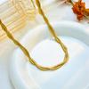 European and American Fashion Simple Neutral Woven Twist Gold-plated Stainless Steel Chain Jewelry Necklace Bracelet Set
