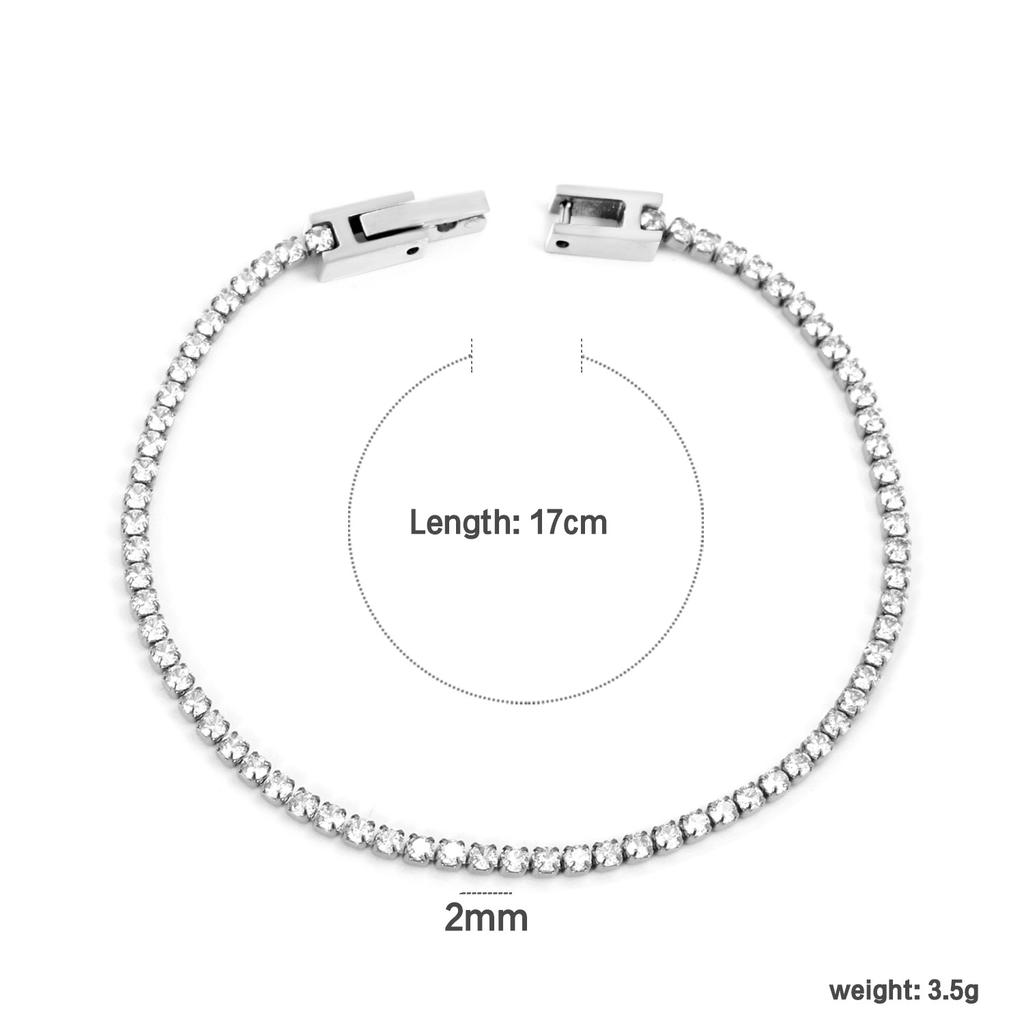 Fashion temperament zircon bracelet elegant light luxury versatile round colored diamond tennis bracelet jewelry women